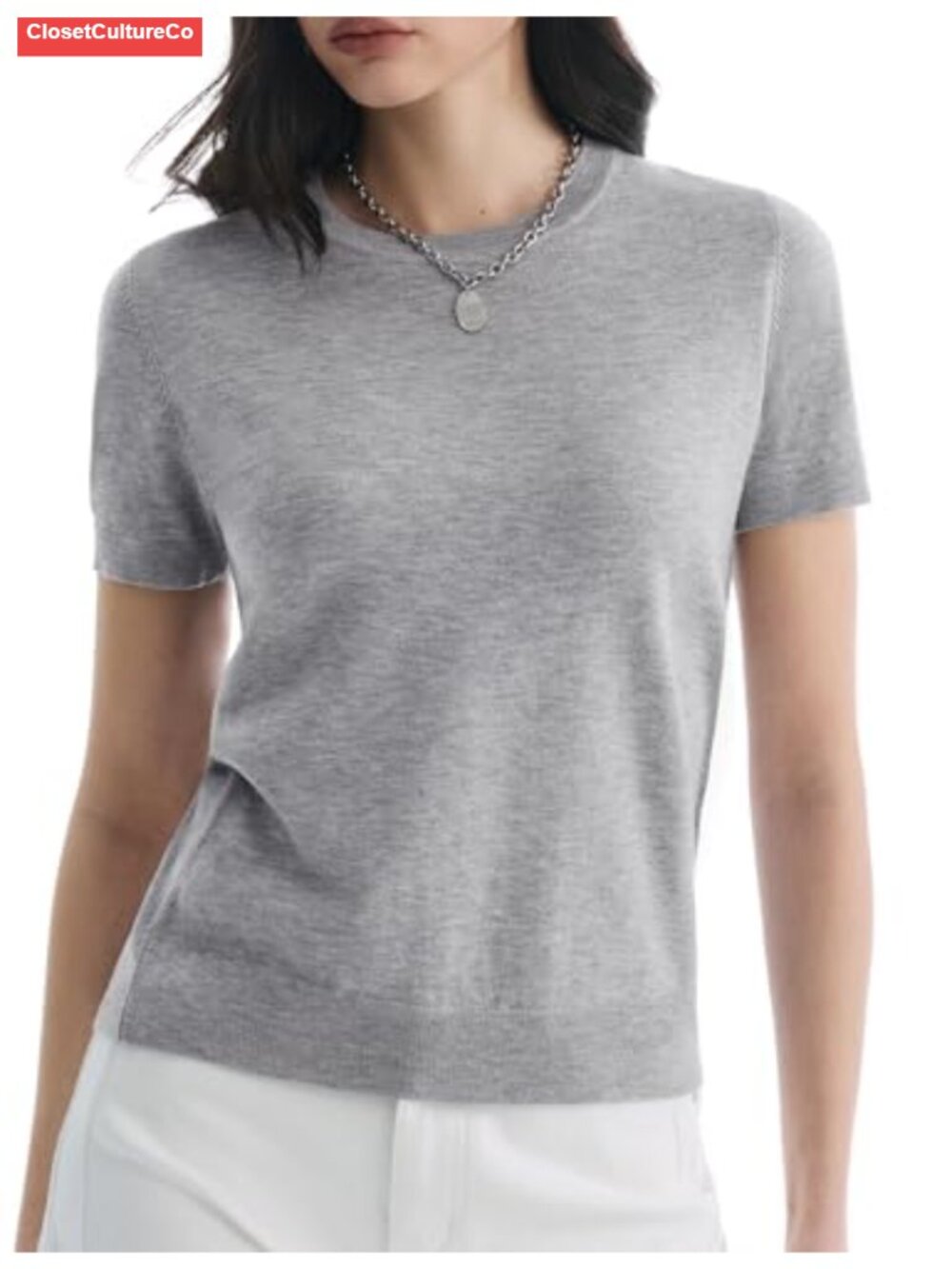 Wool Blend Lightweight Short Sleeve Sweater Crew Neck Pullover Business Summer